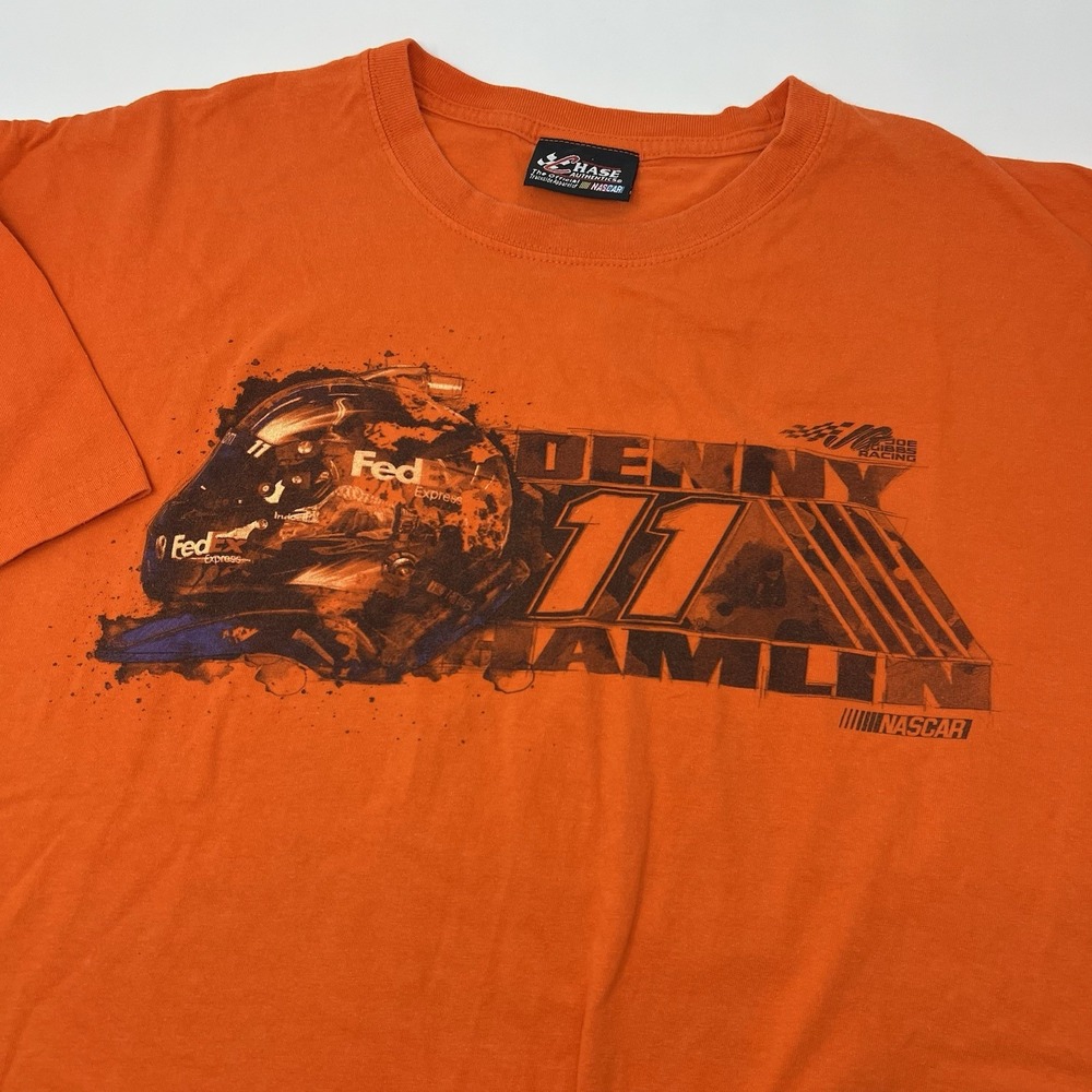 Chase Authentics T-Shirt 2XL Denny Hamlin‎ FedEx NASCAR Orange Vintage